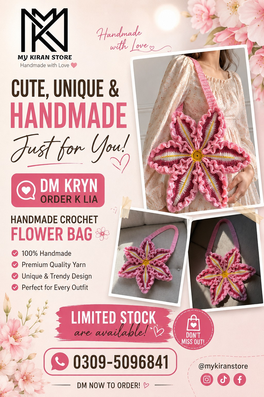 Handmade crochet flower bag