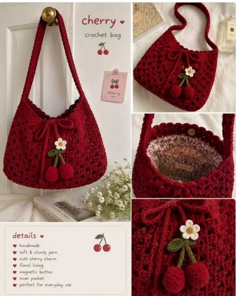 Cherry Crochet Bag