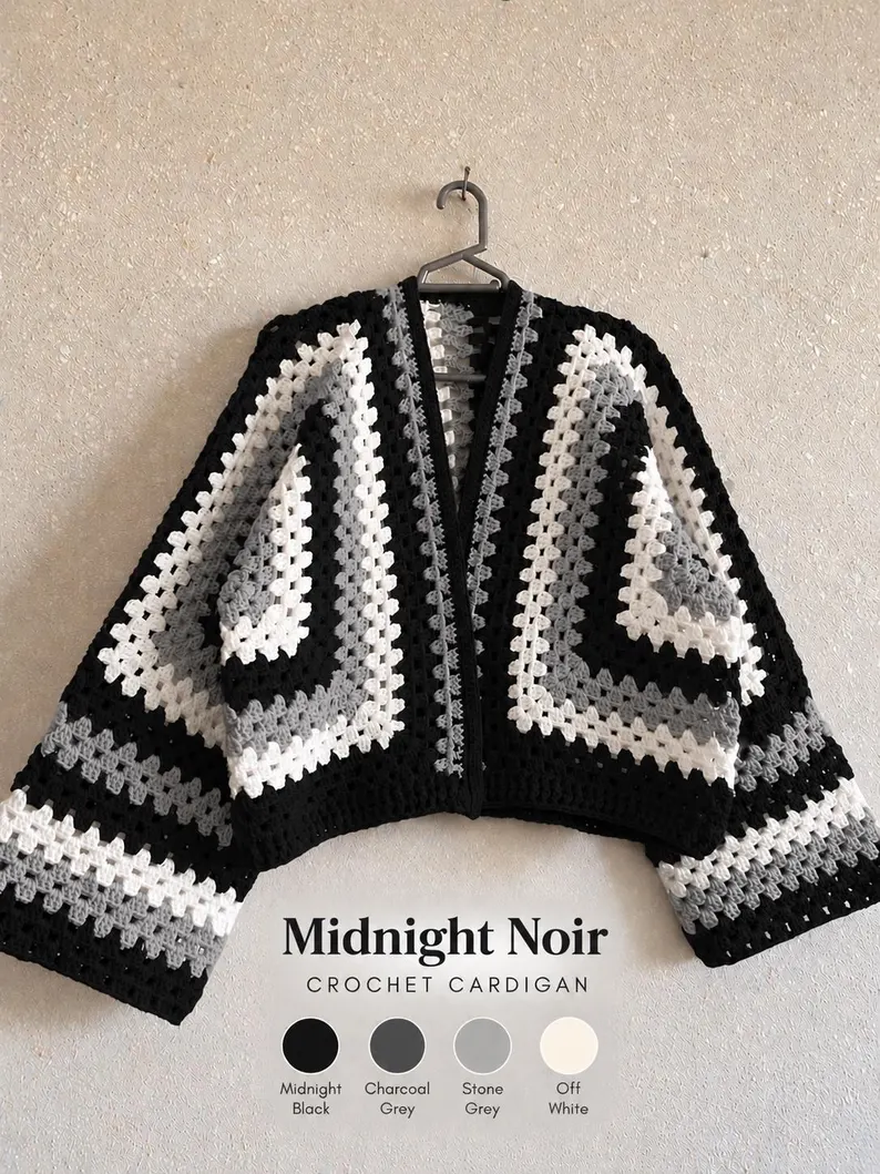 Crochet Granny Square Cardigan, Pink Crochet Sweater, Handmade Patchwork Cardigan, Oversized Crochet Jacket, Boho Womenβs Cardigan