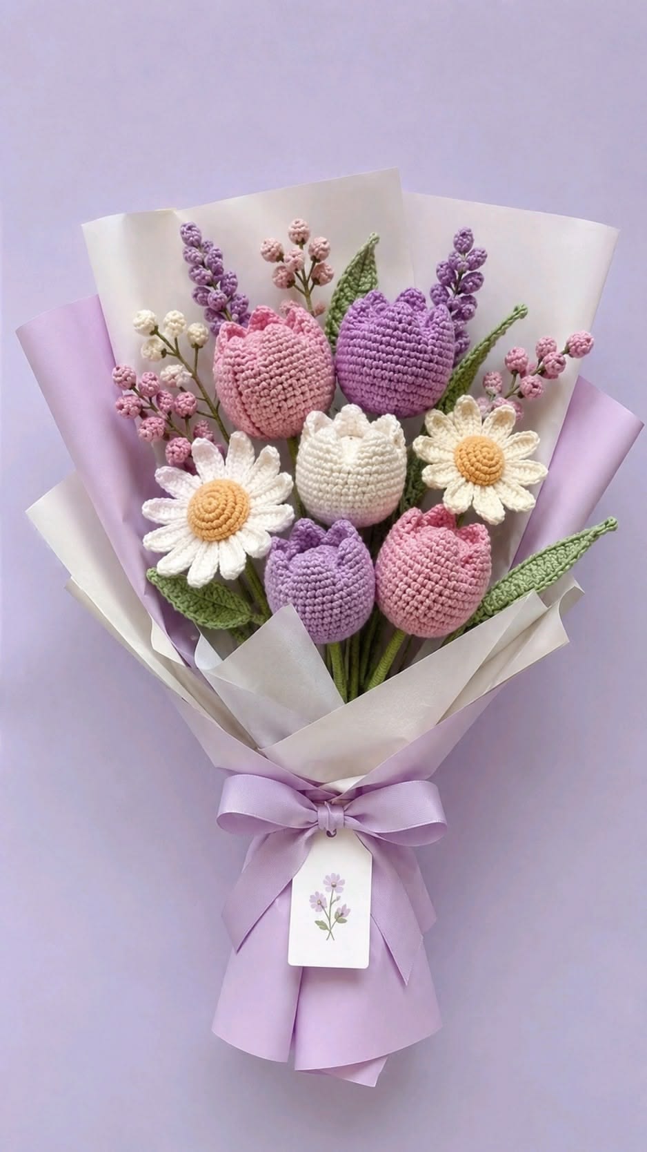 Elegant Tulips & Daisy Yarn Flowers
