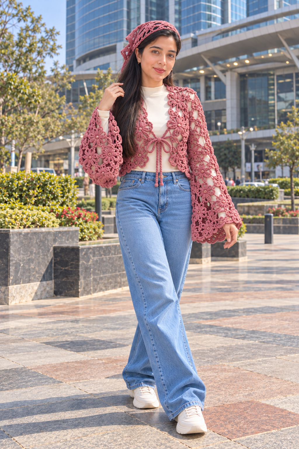 Handmade Floral Crochet Cardigan view 4