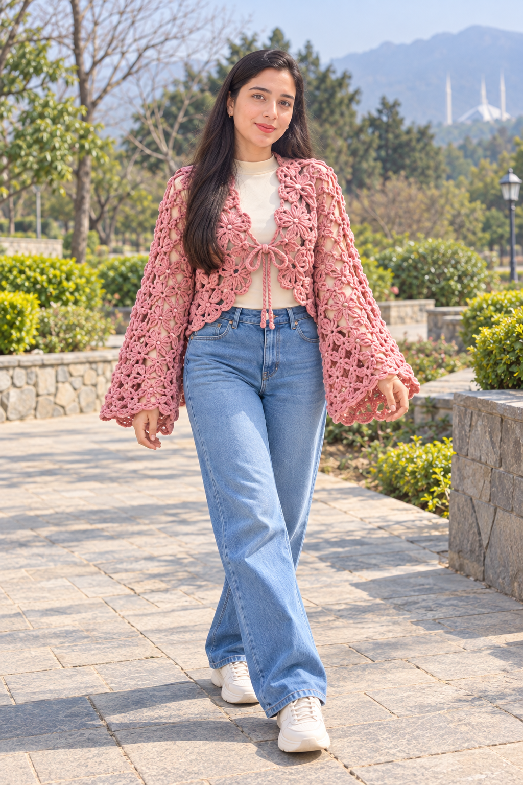 Handmade Floral Crochet Cardigan view 2