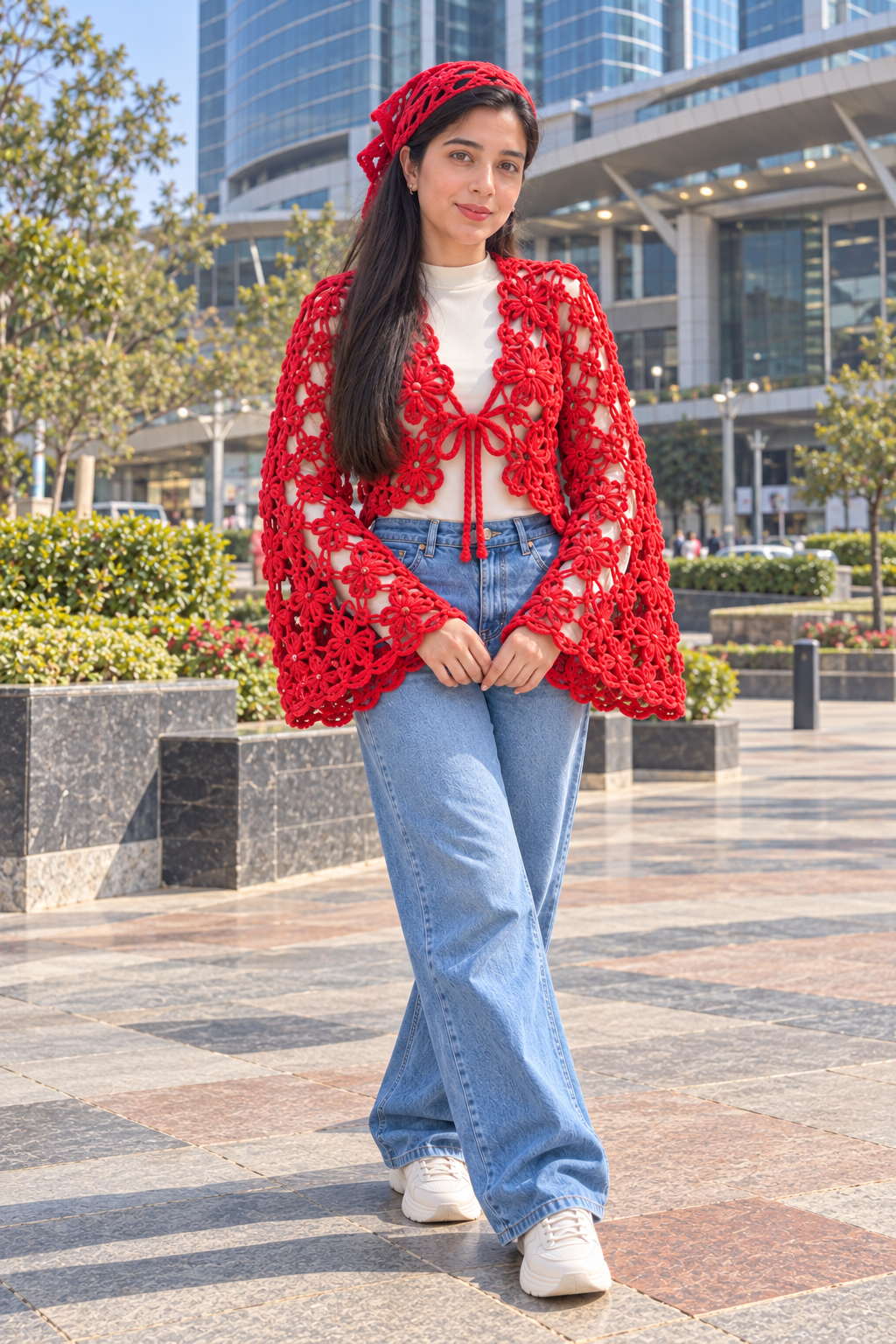 Handmade Floral Crochet Cardigan view 3