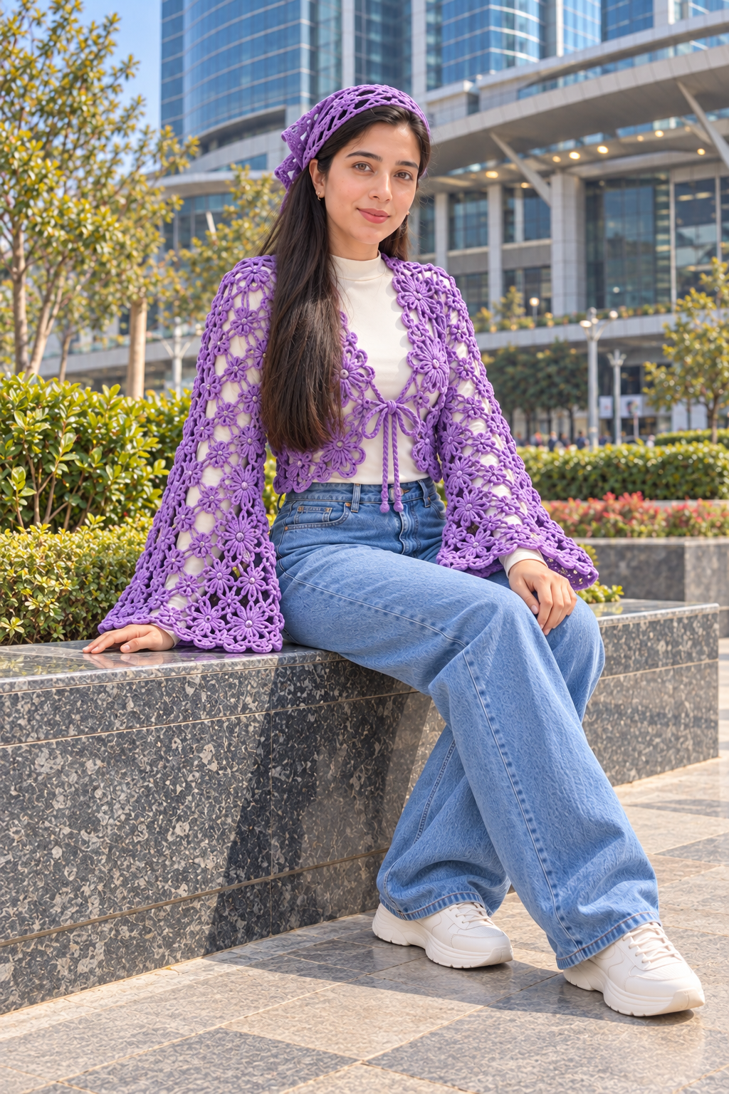 Handmade Floral Crochet Cardigan view 5