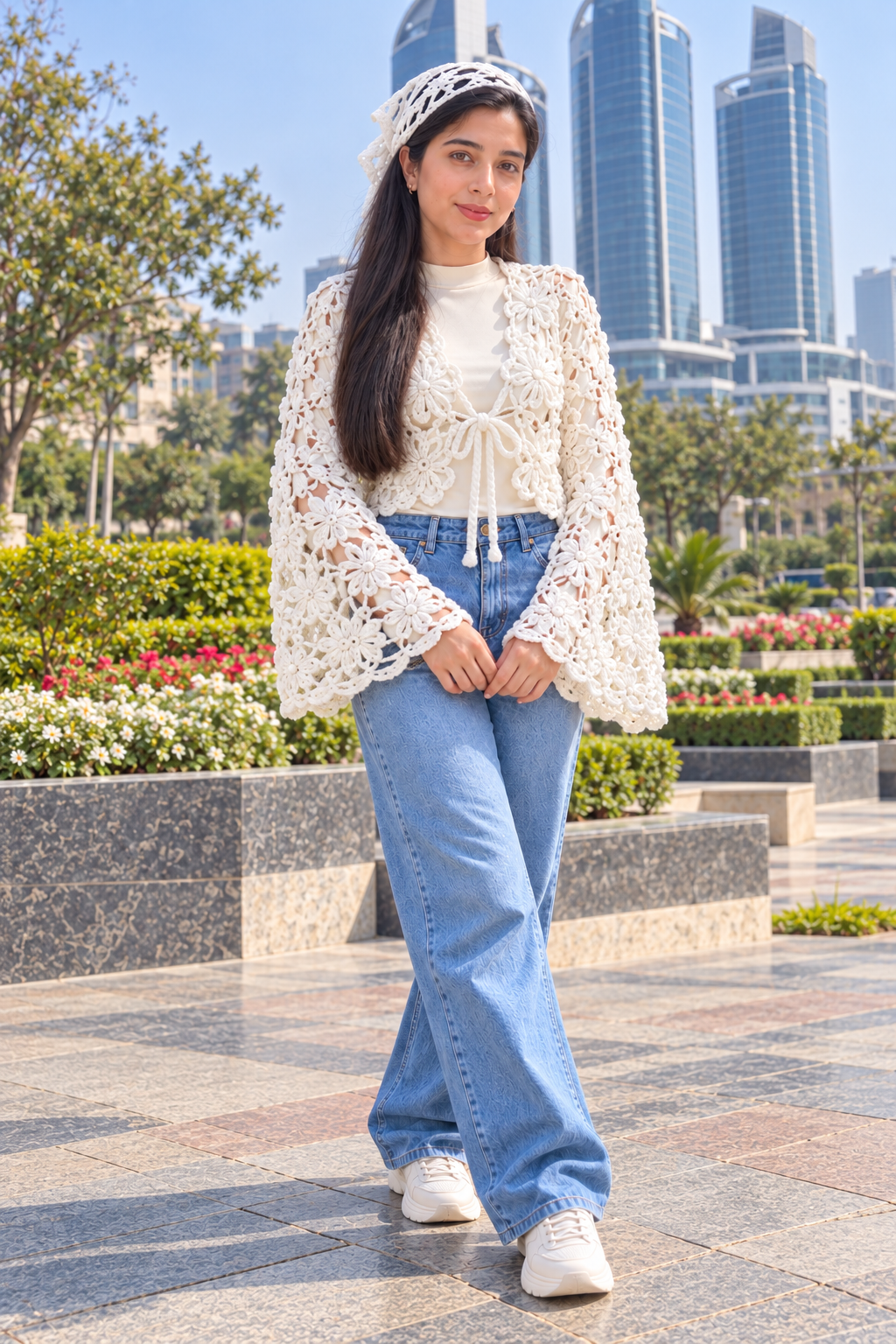 Handmade Floral Crochet Cardigan view 6