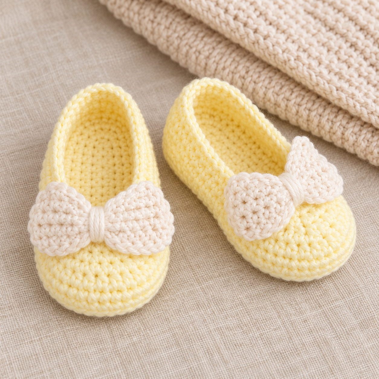 Handmade Crochet Baby Girl Shoes with Pink Bows view 5