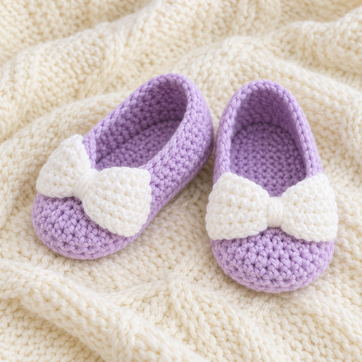 Handmade Crochet Baby Girl Shoes with Pink Bows view 6
