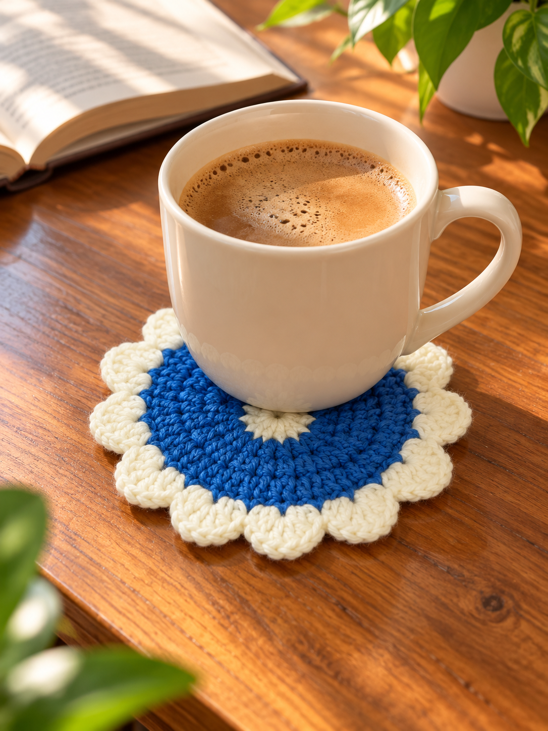 Handmade Floral Crochet Cup & Glass Coasters view 4