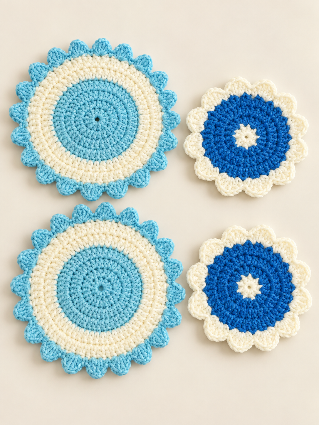 Handmade Floral Crochet Cup & Glass Coasters view 5