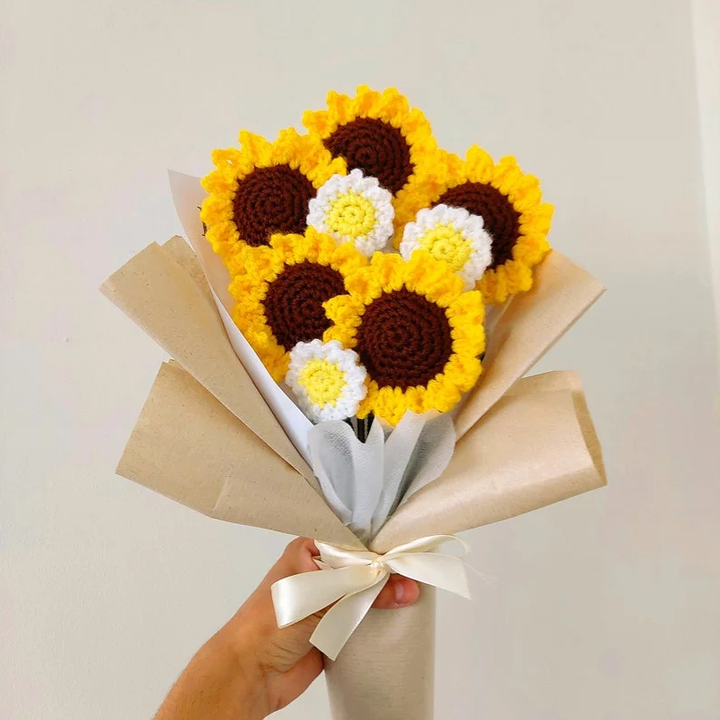Handmade Crochet Sunflower Bouquet