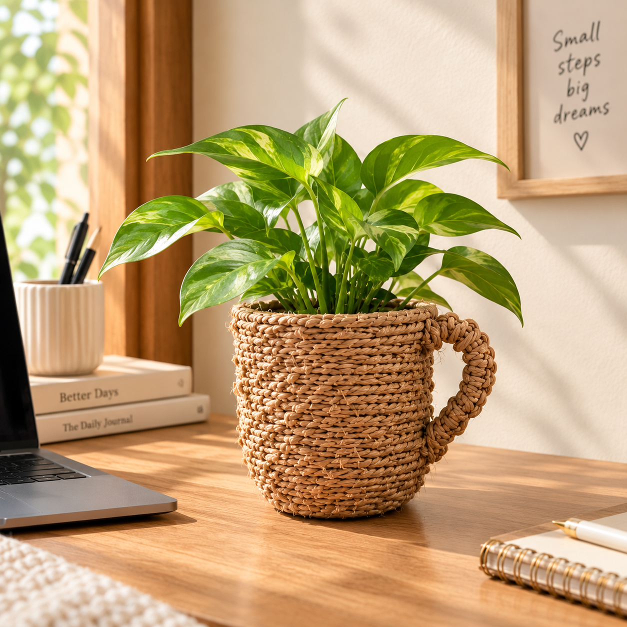 Handmade Jute Mug Planter – Rustic Boho Plant Pot