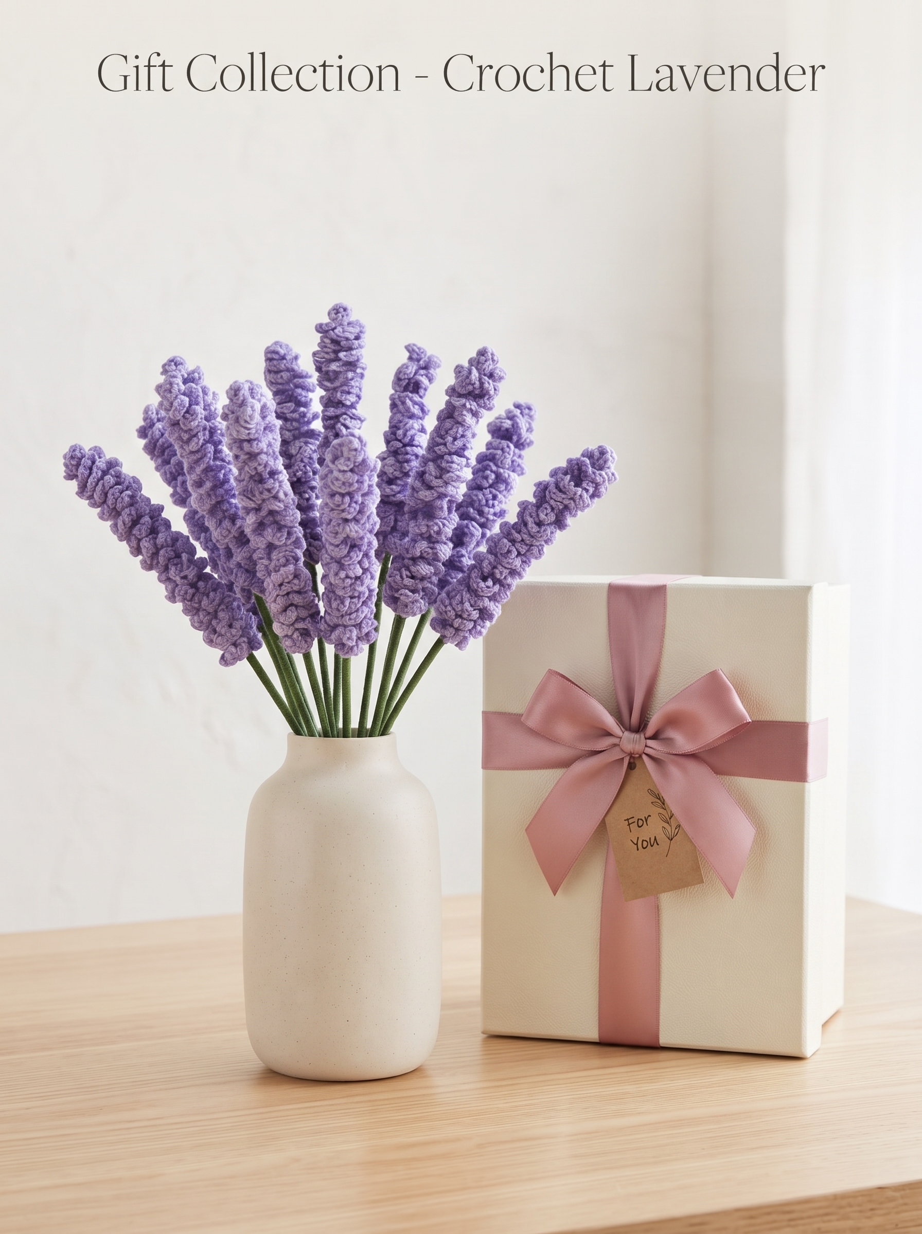Handcrafted Crochet Lavender Flower Bouquet view 3
