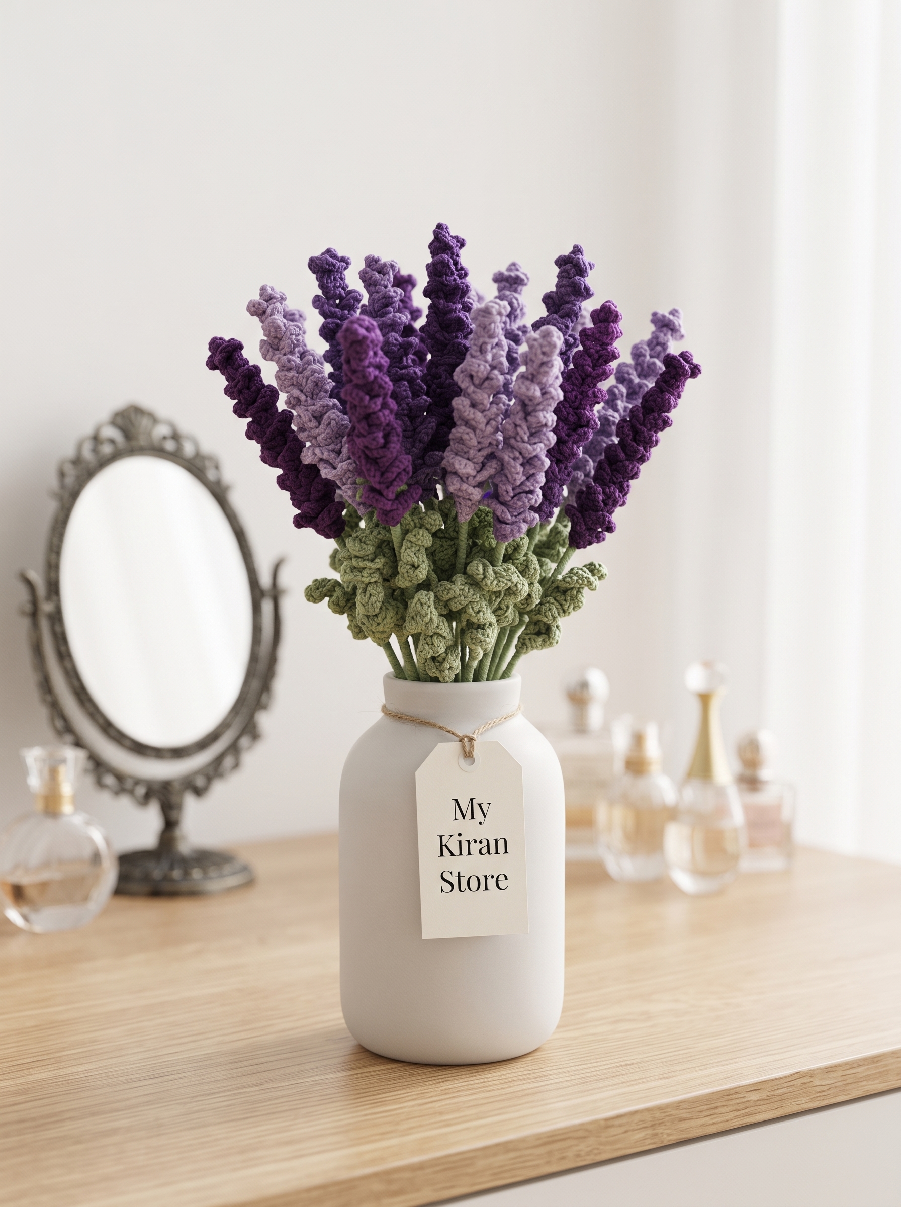 Handcrafted Dark Lavender Crochet Flower Bouquet view 6