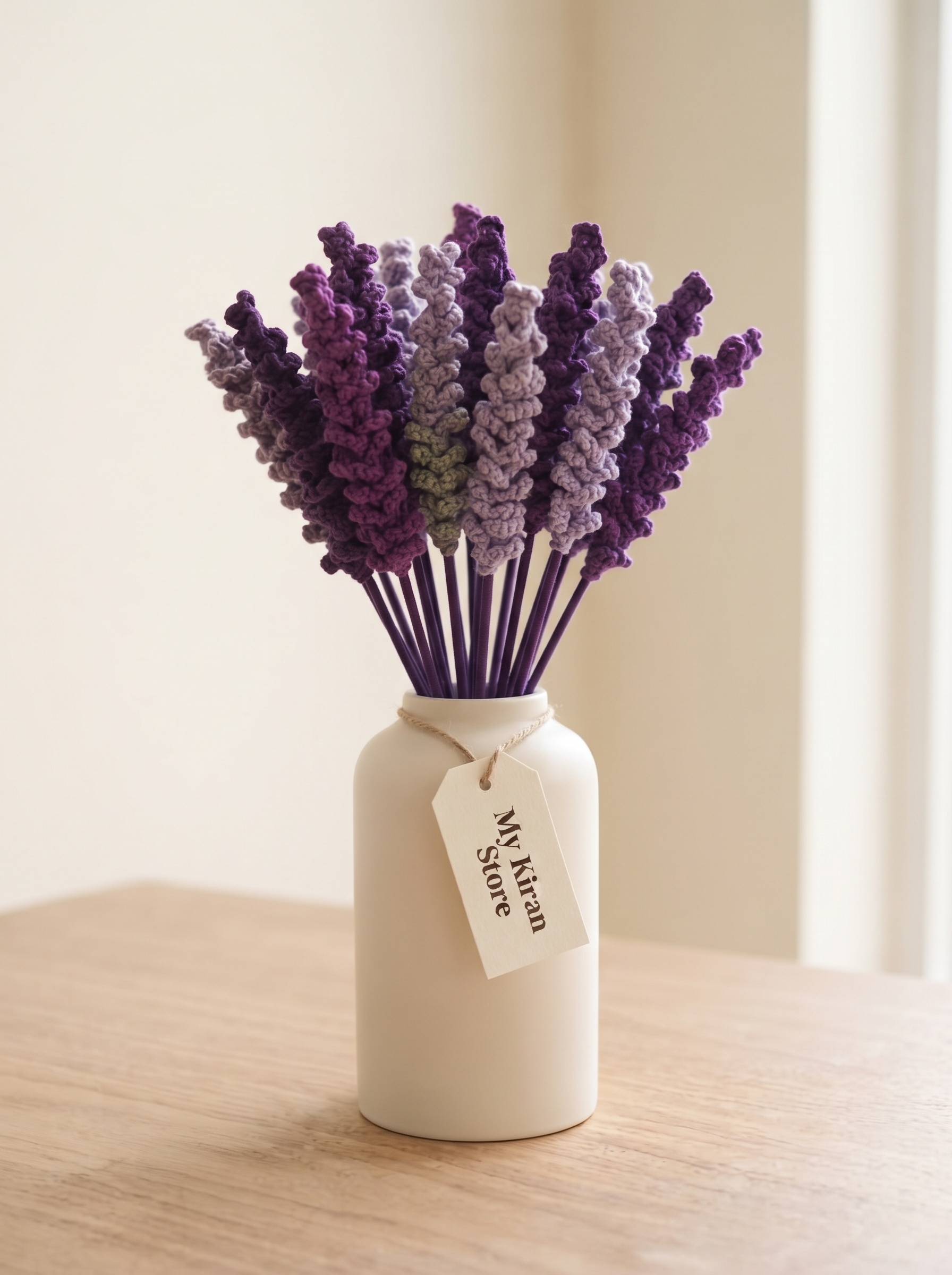Handcrafted Dark Lavender Crochet Flower Bouquet view 2