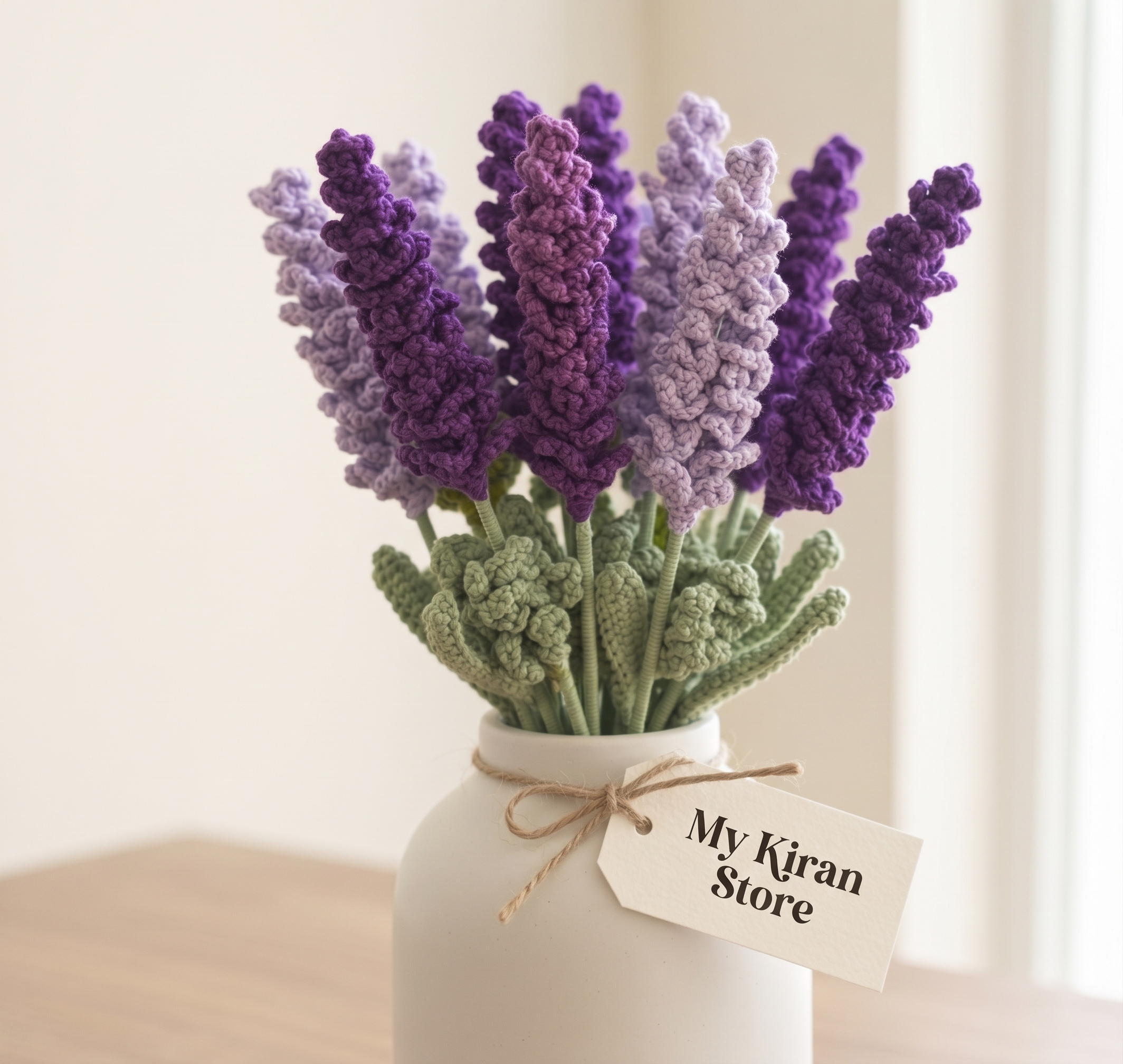 Handcrafted Dark Lavender Crochet Flower Bouquet view 8