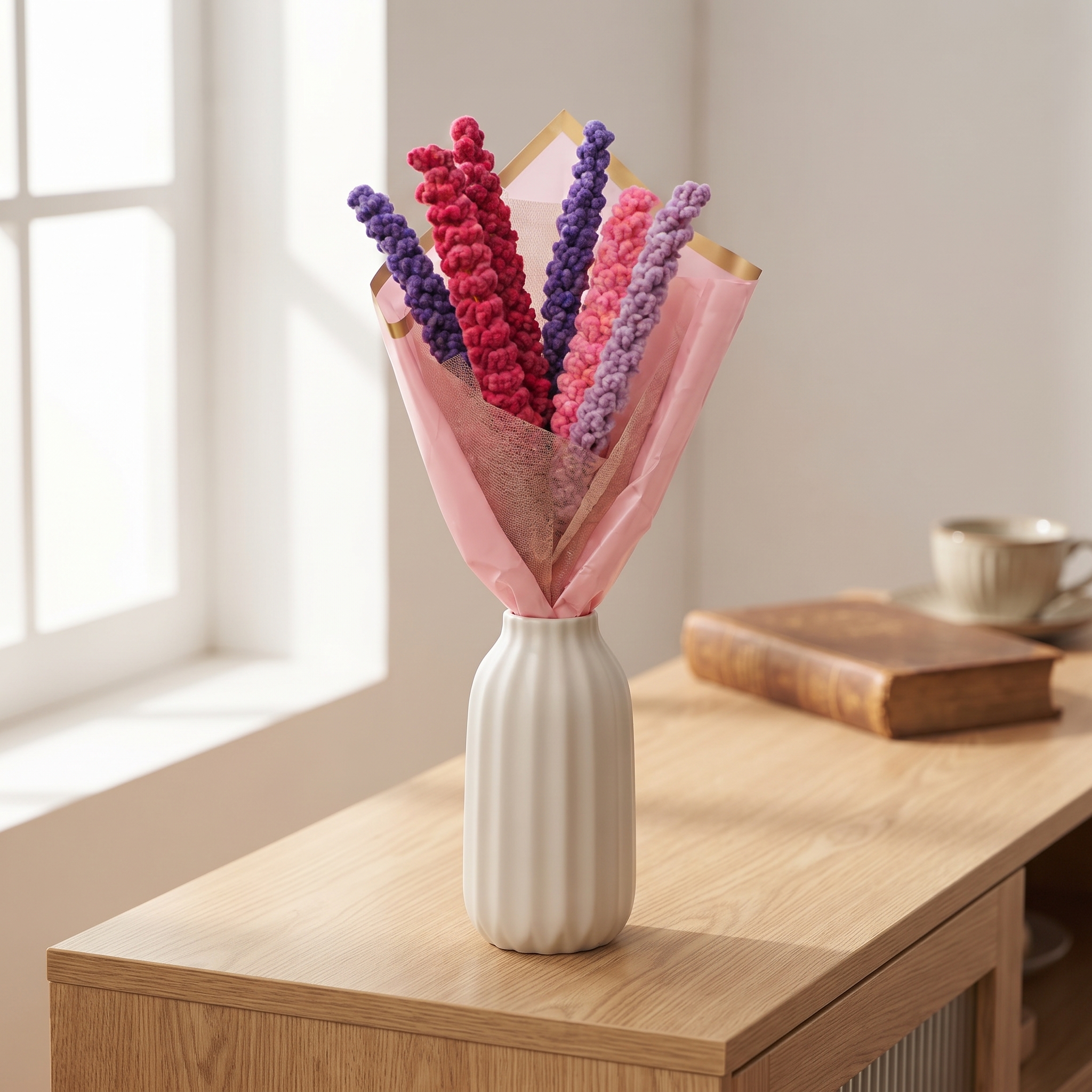 Handcrafted Multicolored Crochet Lavender Flower Bouquet view 5