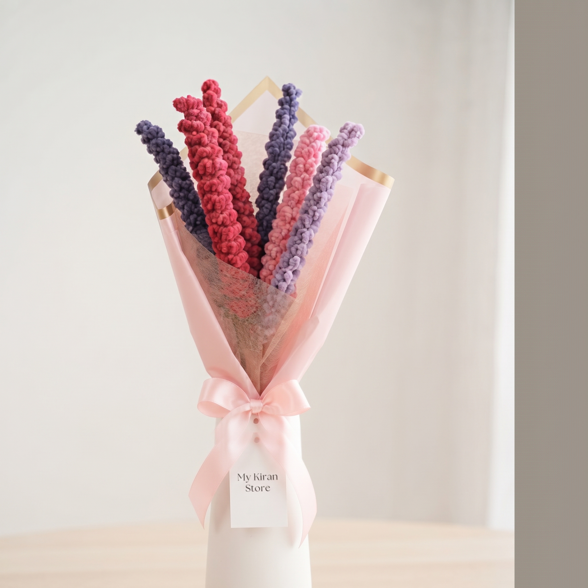 Handcrafted Multicolored Crochet Lavender Flower Bouquet view 3