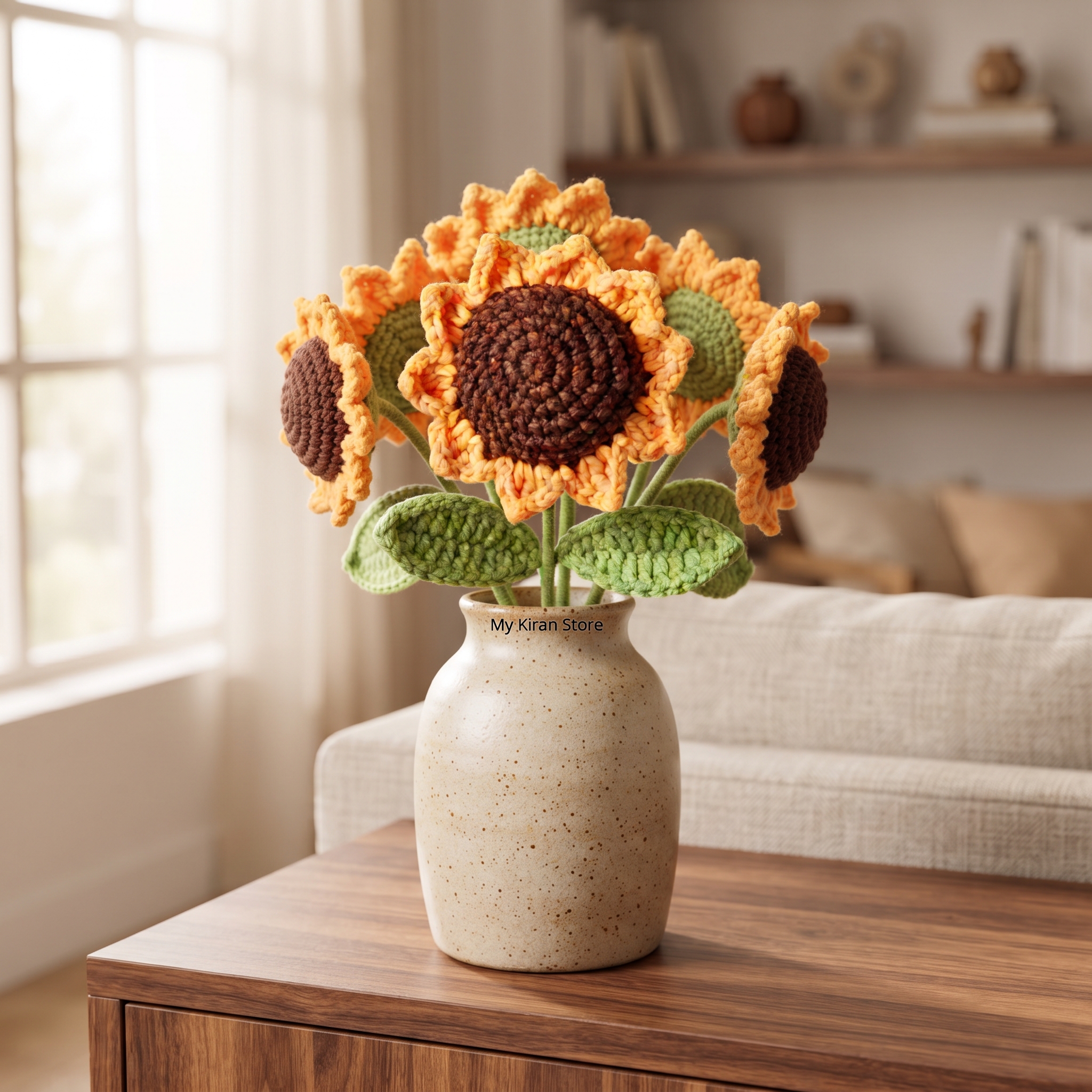 Handcrafted Crochet Sunflower Bouquet (Vase Not Included) view 4